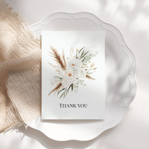 Carte De Remerciements Aquarelle Blanc Floral Bohème Mariage Bohème
