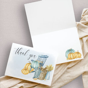 Carte De Remerciements Aquarelle bleu Citrouille