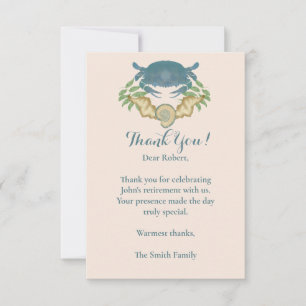 Carte De Remerciements Aquarelle Bleu Crabe Retraite