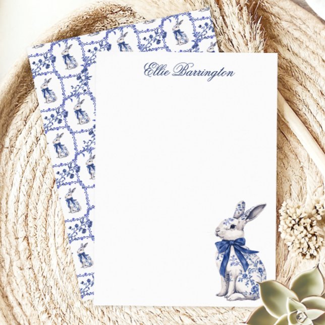 Carte De Remerciements Aquarelle Bleu et blanc Chinoiserie Lapin Rabbit (Créateur téléchargé)