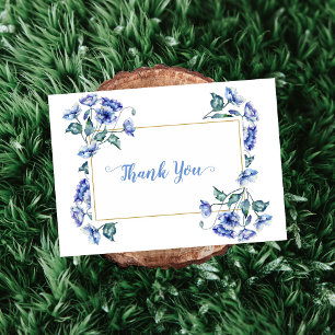 Carte De Remerciements Aquarelle bleu floral