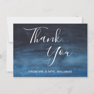 Carte De Remerciements Aquarelle bleu marine Mariage d'hiver moderne