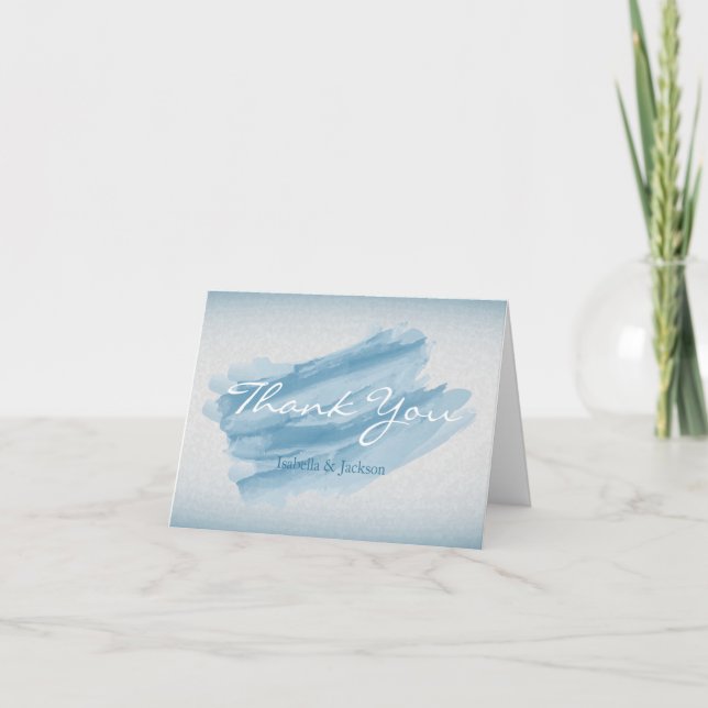 Carte De Remerciements Aquarelle bleu moderne (Devant)