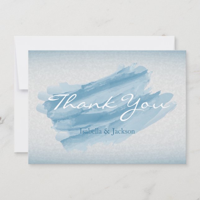 Carte De Remerciements Aquarelle bleu moderne (Devant)