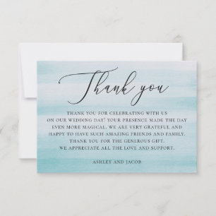 Carte De Remerciements Aquarelle bleu nautique doux mariage doux