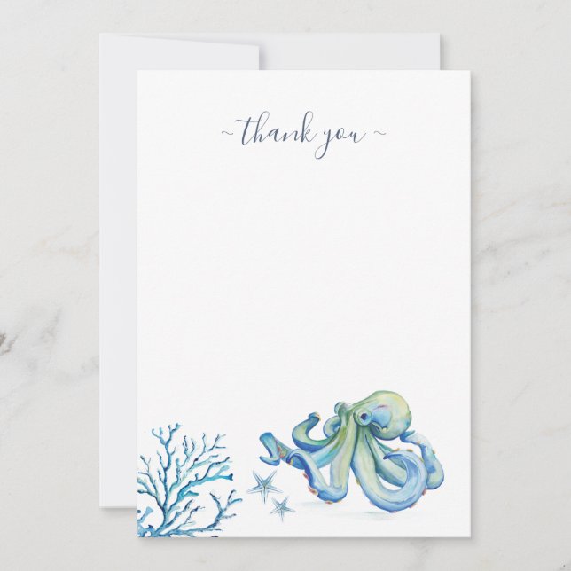 Carte De Remerciements Aquarelle bleue marine (Devant)