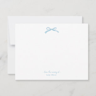 Carte De Remerciements Aquarelle Blue Bow en vichy bébé garçon plat