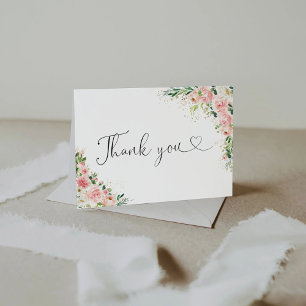 Carte De Remerciements Aquarelle Blush Rose Rose Baby shower or