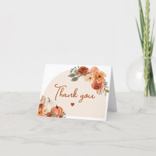 Carte De Remerciements Aquarelle Boho Automne Citrouille Automne Floral
