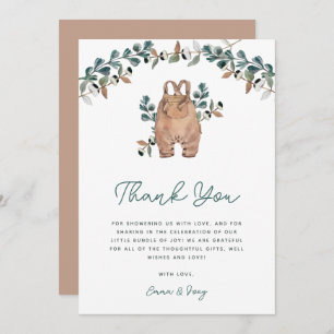 Carte De Remerciements Aquarelle Boho Baby shower vert