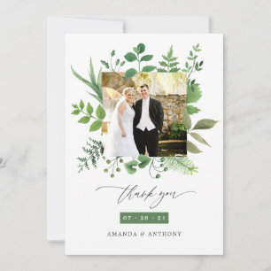 Carte De Remerciements Aquarelle Bois Forêt Végétation Mariage Photo
