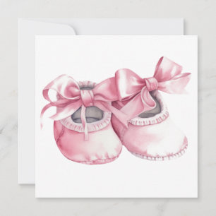 Carte De Remerciements Aquarelle Booties roses pour nouvelle petite fille