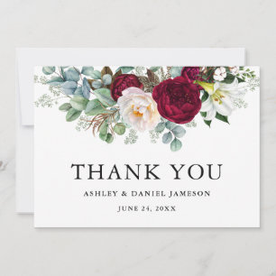 Carte De Remerciements Aquarelle Bourgogne Flore Mariage B