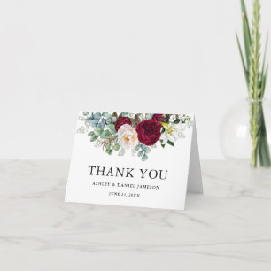 Carte De Remerciements Aquarelle Bourgogne Flore Mariage B Note