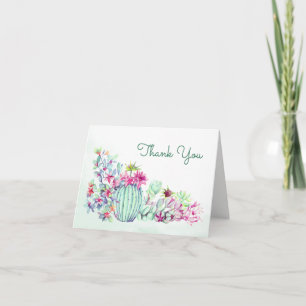 Carte De Remerciements Aquarelle Cactus & Succulents Mariage
