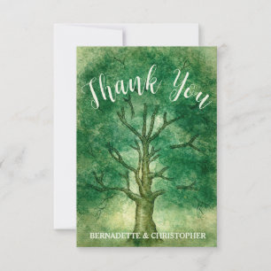 Carte De Remerciements Aquarelle Chêne Arbre Rétro Russe Mariage Bois