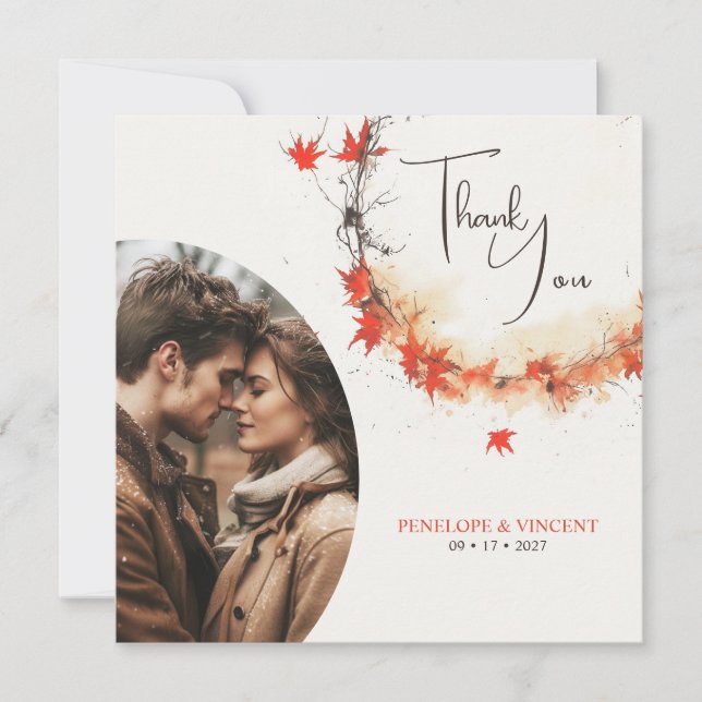 Carte De Remerciements Aquarelle Chute Wreath (Devant)