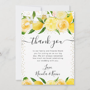 Carte De Remerciements Aquarelle Citrons et Fleurs Mariage
