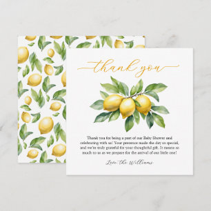 Carte De Remerciements Aquarelle Citrus Lemon Baby shower