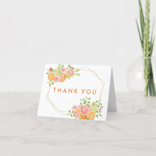 Carte De Remerciements Aquarelle Citrus Mariage photo pliée