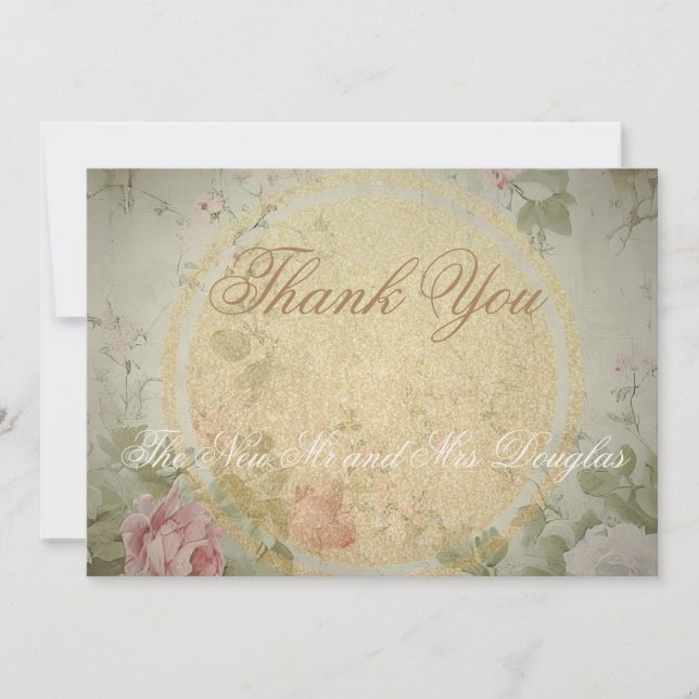 Carte De Remerciements Aquarelle classique Elégante Roses Roses Roses Ros (Devant)
