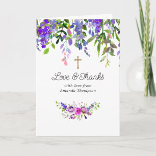 Carte De Remerciements Aquarelle Confirmation Fleurie Violette