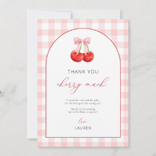 Carte De Remerciements Aquarelle Coquette Cerise Anniversaire