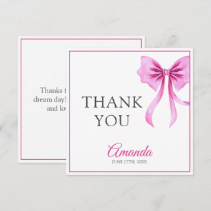 Carte De Remerciements Aquarelle Coquette Rose Bow Sweet 16 Anniversaire