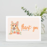 Aquarelle Corgi et Fleurs de Pêche Anniversaire