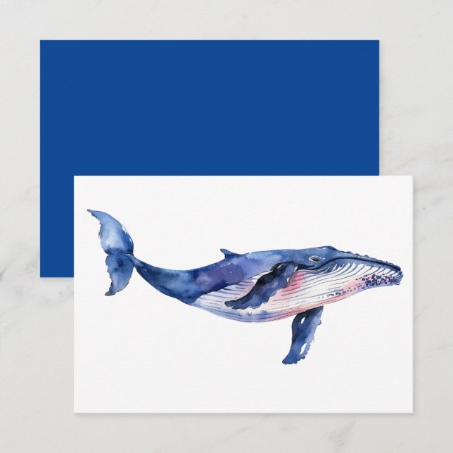 Carte De Remerciements Aquarelle de baleine (Devant / Derrière)