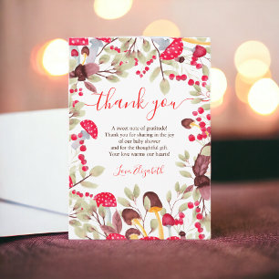 Carte De Remerciements Aquarelle de champignons mignonne baby shower fore