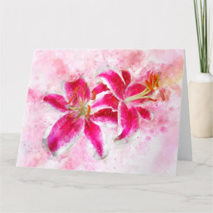 Carte De Remerciements Aquarelle de fleur de Stargazer Lily - wb 03