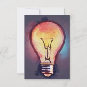 Carte De Remerciements Aquarelle de l'ampoule légère peinture, ampoule