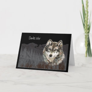 Carte De Remerciements Aquarelle de loup Danke    sehrGerman