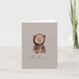 Carte De Remerciements Aquarelle de l'ours en peluche Boho Brown neutre