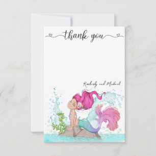 Carte De Remerciements Aquarelle de petite sirène Baby shower d'anniversa