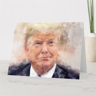 Carte De Remerciements Aquarelle de portrait souriant Donald Trump