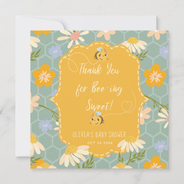 Carte De Remerciements Aquarelle de sexe neutre Mommy to Bee baby shower (Devant)