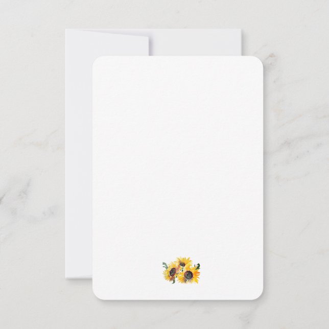 Carte De Remerciements Aquarelle de tournesol brillant Fabuleux 50 (Dos)