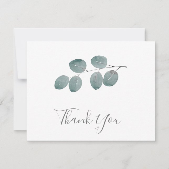 Carte De Remerciements Aquarelle Dollar d'argent Feuilles Eucalyptus (Devant)