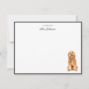 Carte De Remerciements Aquarelle Doodle doré Chien plat