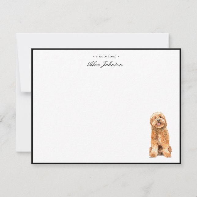 Carte De Remerciements Aquarelle Doodle doré Chien plat (Devant)