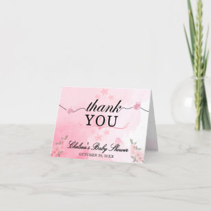 Carte De Remerciements Aquarelle douce en floraison Baby shower Floral ro