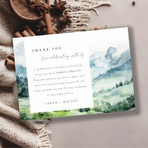 Carte De Remerciements Aquarelle douce Mariage paysage de montagne de nei