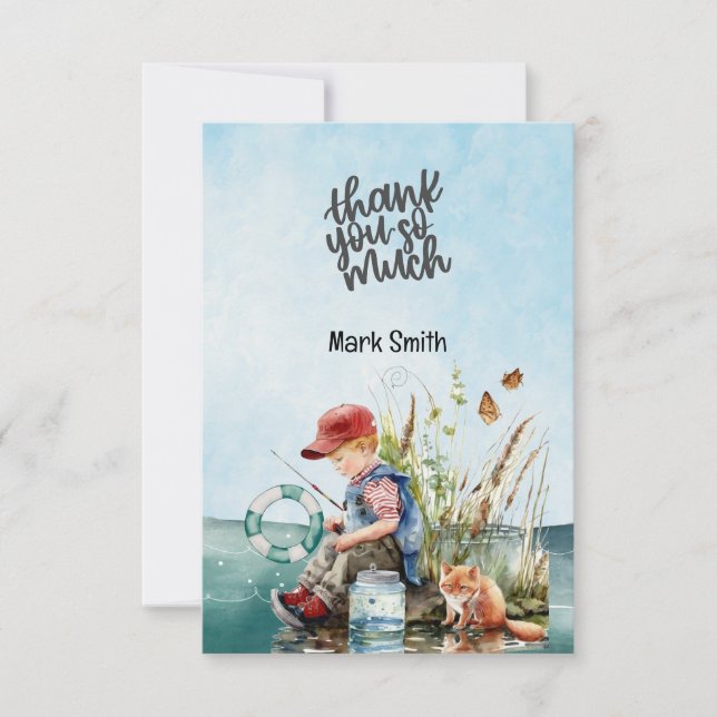 Carte De Remerciements Aquarelle du pêcheur (Devant)