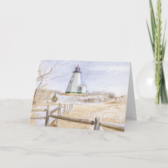Carte De Remerciements Aquarelle du phare de Plymouth (Devant)