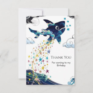 Carte De Remerciements Aquarelle Enchantée Requin profond Anniversaire