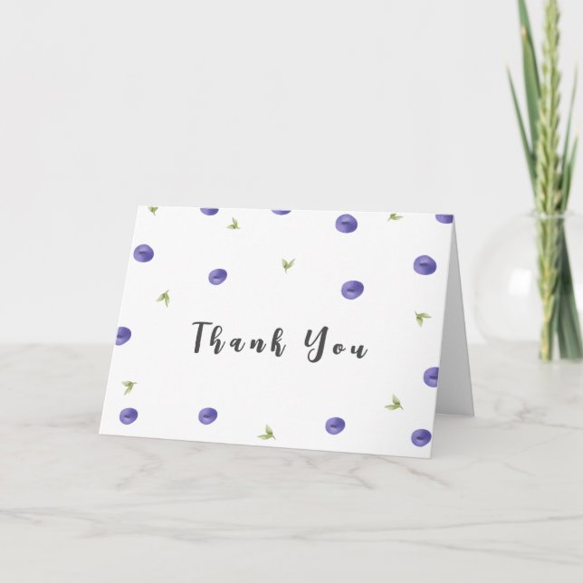Carte De Remerciements Aquarelle estivale Blueberry Farm Baby shower (Devant)
