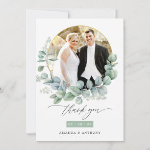 Carte De Remerciements Aquarelle Eucalyptus photo Mariage