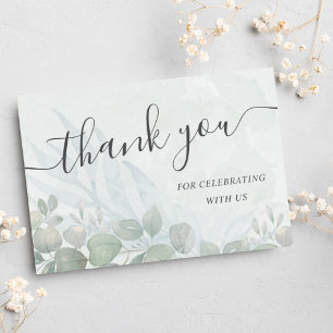 Carte De Remerciements Aquarelle Eucalyptus Sage Mariage vert